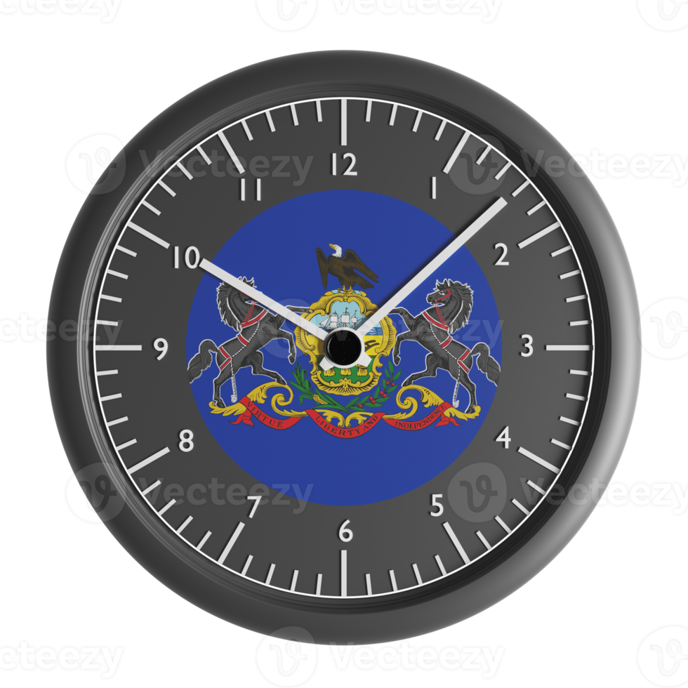 Wall clock with the flag of Pennsylvania png