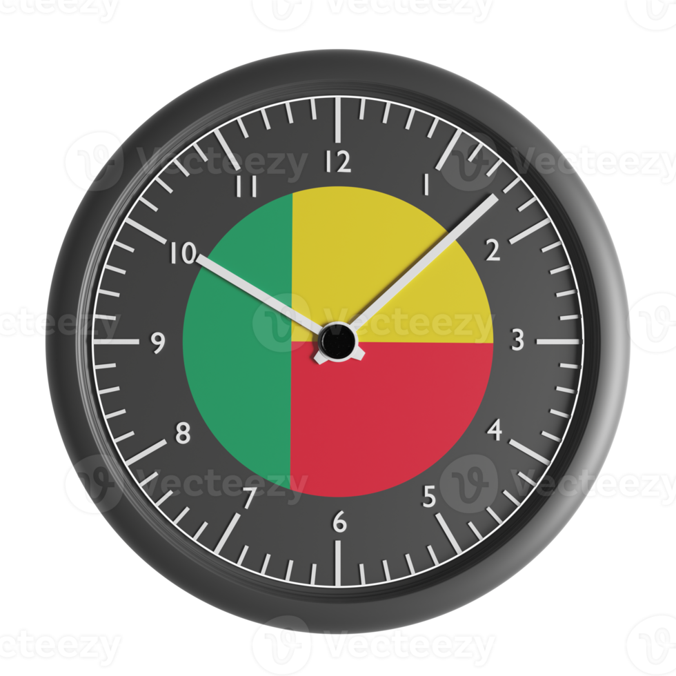 Wall clock with the flag of Benin png