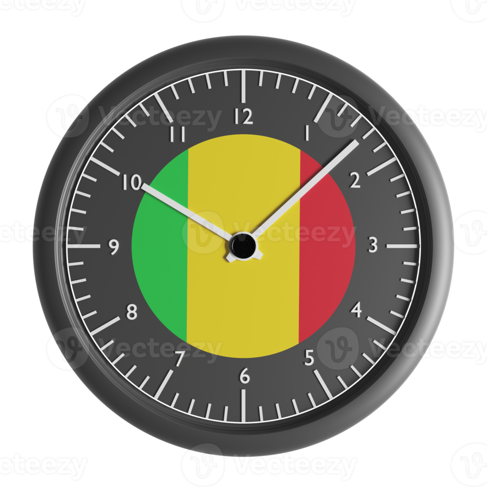 Wall clock with the flag of Mali png
