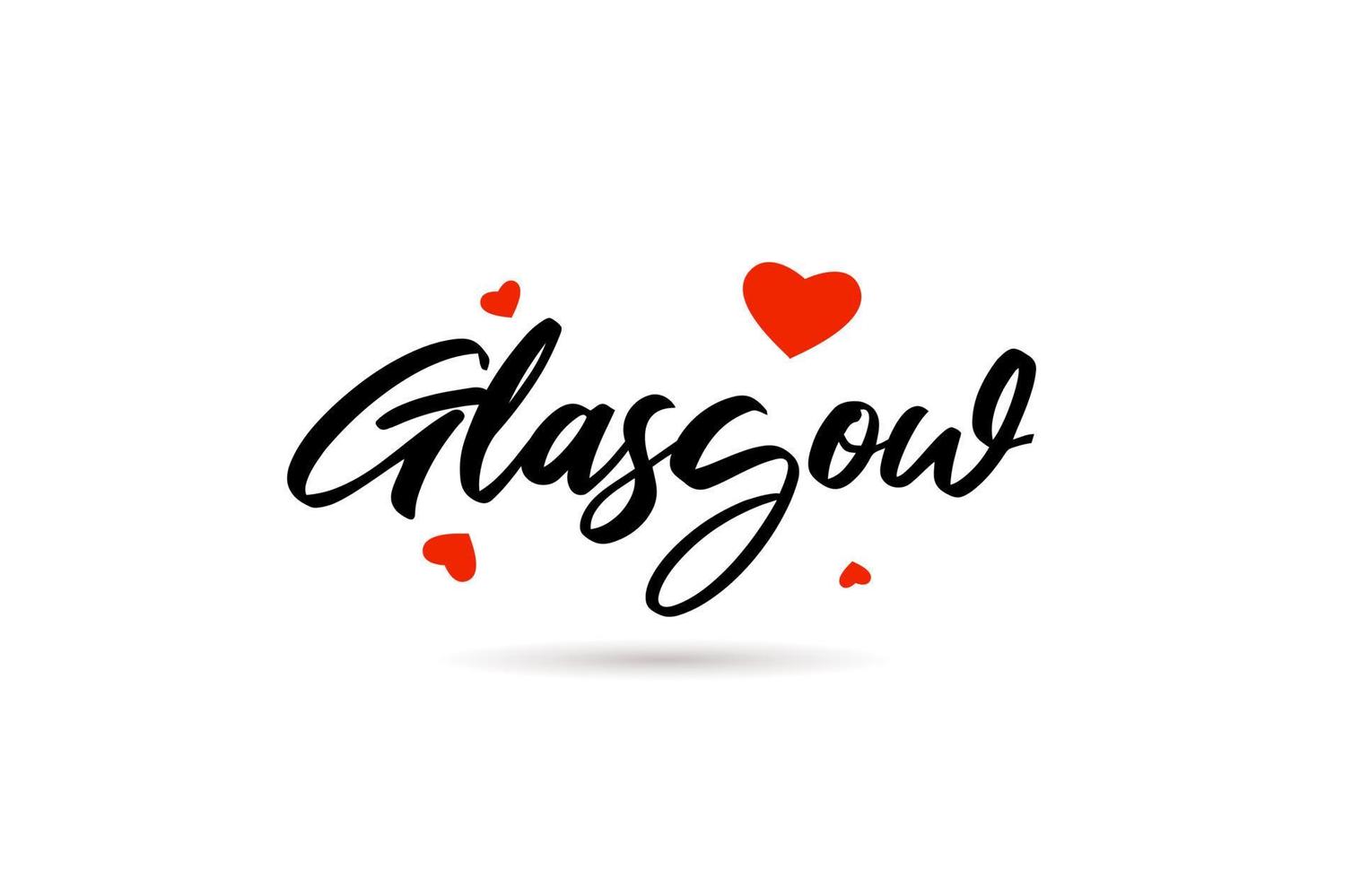 Glasgow handwritten city typography text with love heart vector