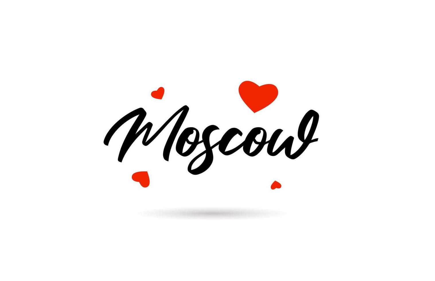 Moscow handwritten city typography text with love heart vector