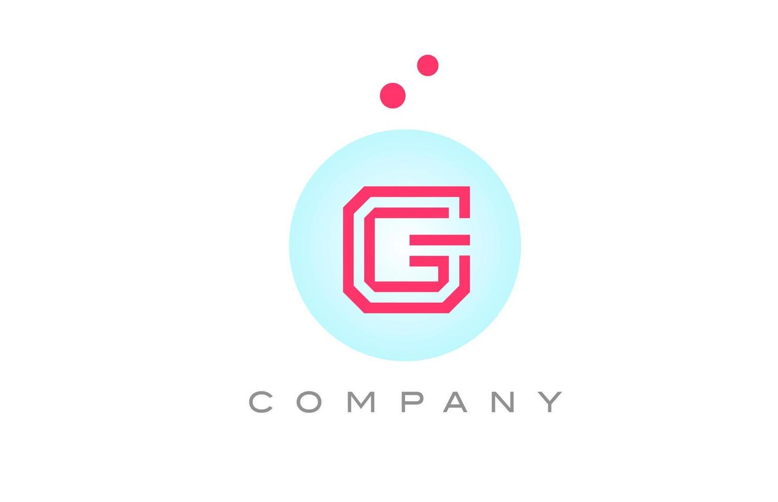blue pink G alphabet letter logo icon design with dots. Creative template for business and company vector