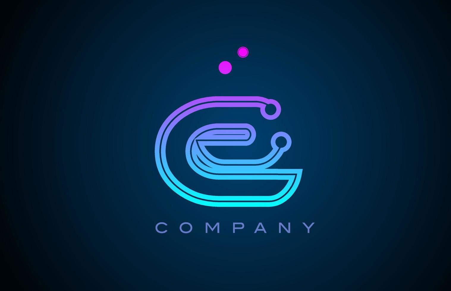 E alphabet letter logo icon design with pink blue color and dots. Creative template for business and company vector
