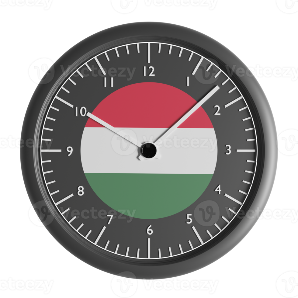 Wall clock with the flag of Hungary png