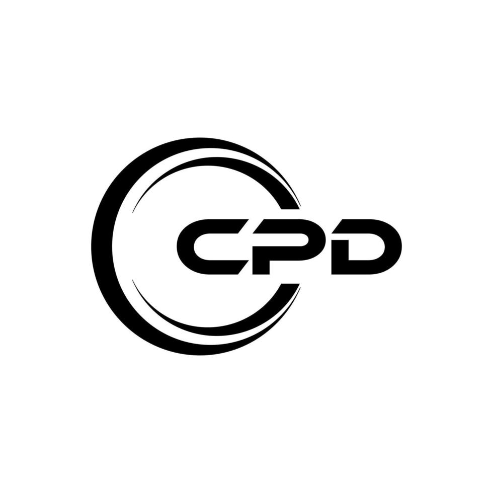 CPD letter logo design in illustration. Vector logo, calligraphy designs for logo, Poster, Invitation, etc.