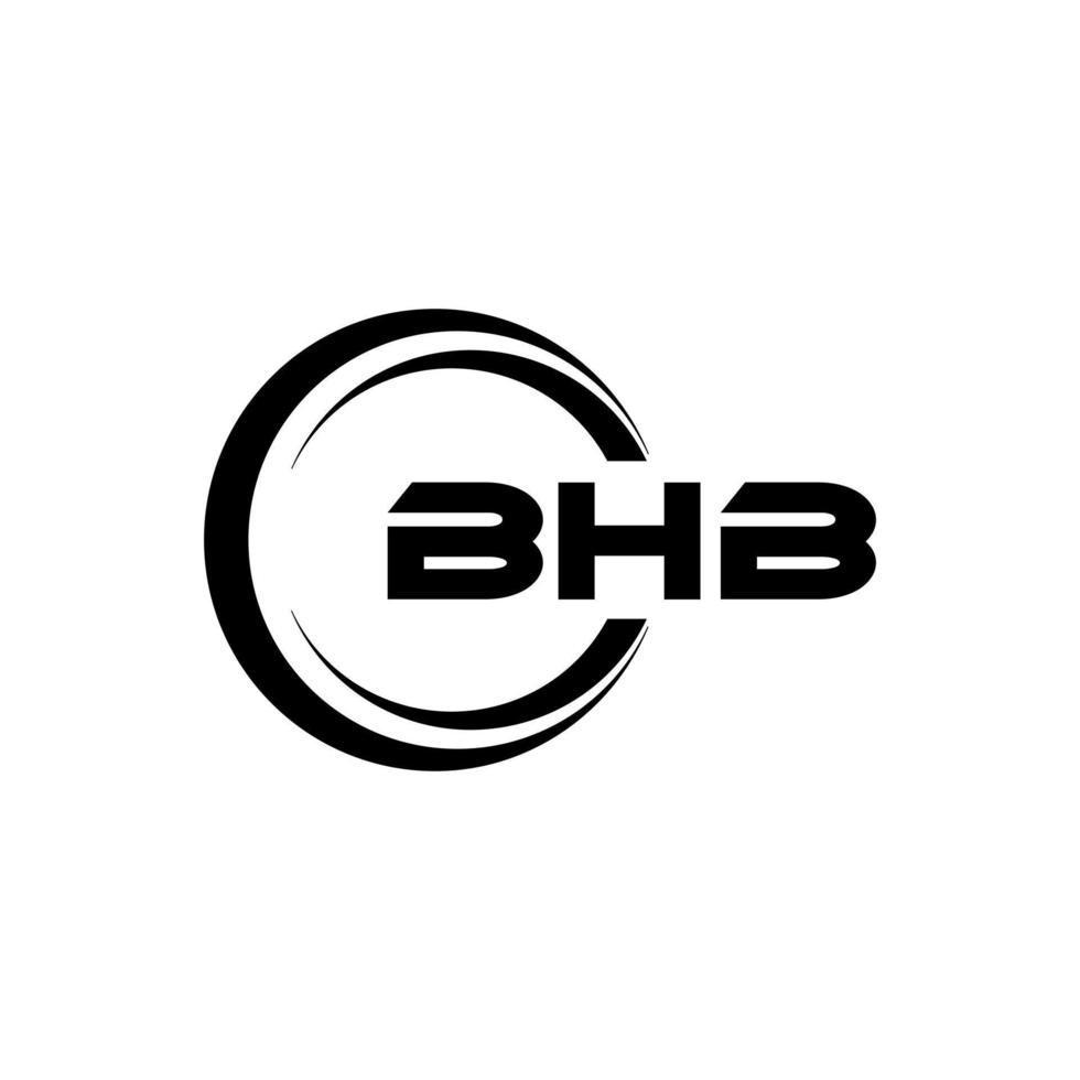 BHB letter logo design in illustration. Vector logo, calligraphy designs for logo, Poster, Invitation, etc.