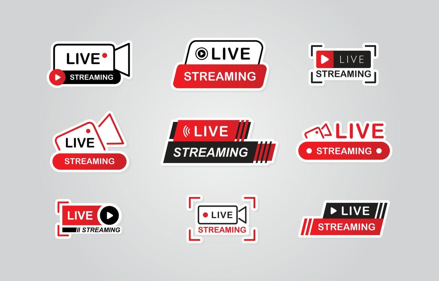 Live Streaming Set Icon And Badge With Logo vector