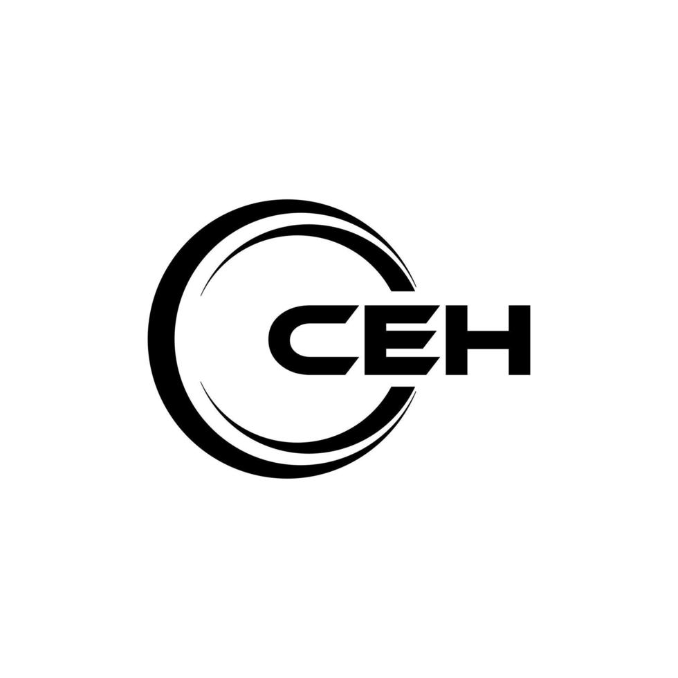 CEH letter logo design in illustration. Vector logo, calligraphy designs for logo, Poster, Invitation, etc.