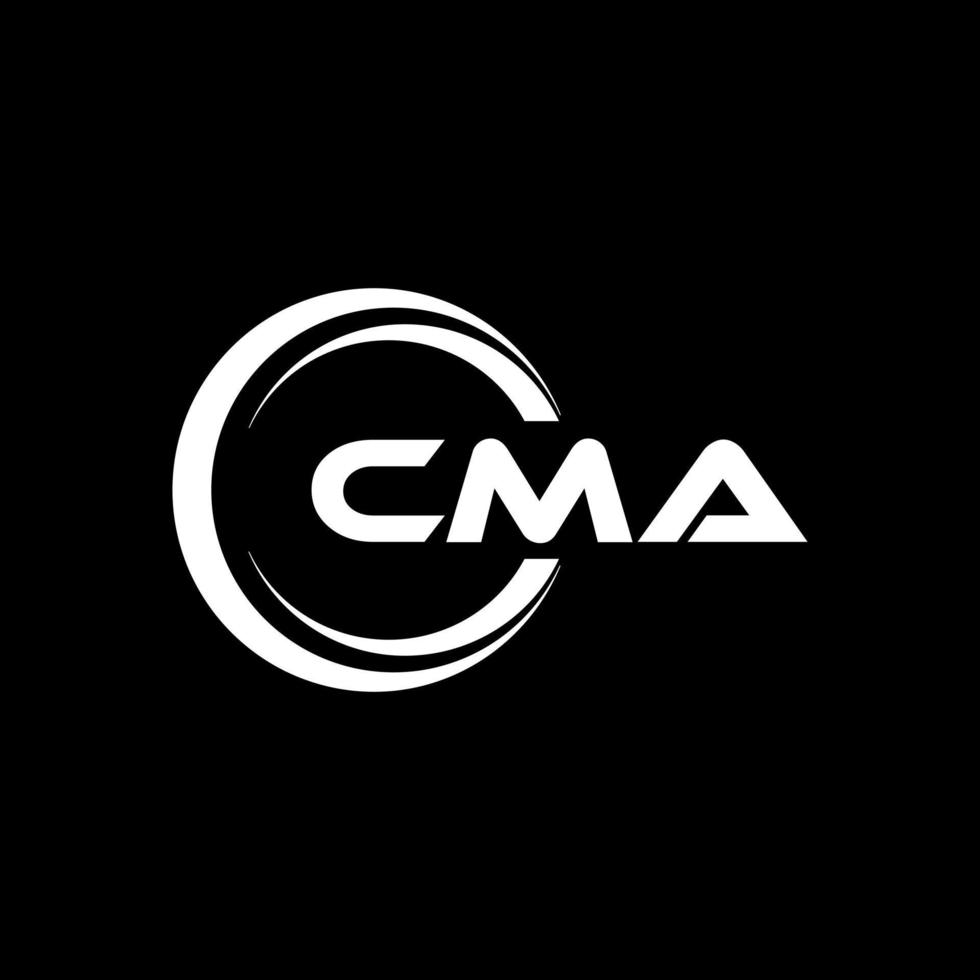 CMA letter logo design in illustration. Vector logo, calligraphy designs for logo, Poster, Invitation, etc.