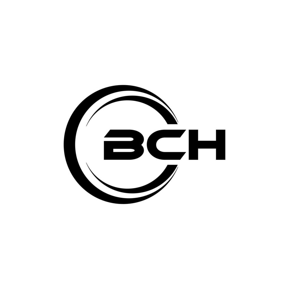 BCH letter logo design in illustration. Vector logo, calligraphy designs for logo, Poster, Invitation, etc.