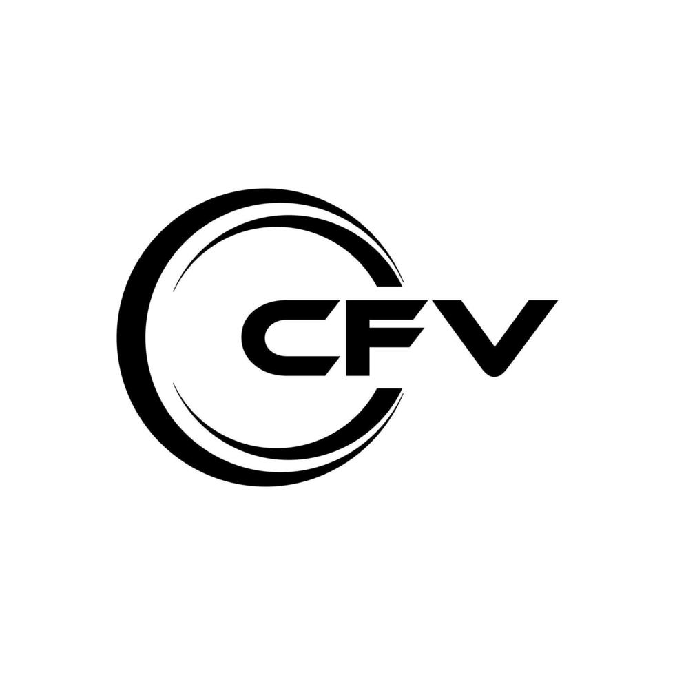 CFV letter logo design in illustration. Vector logo, calligraphy designs for logo, Poster, Invitation, etc.