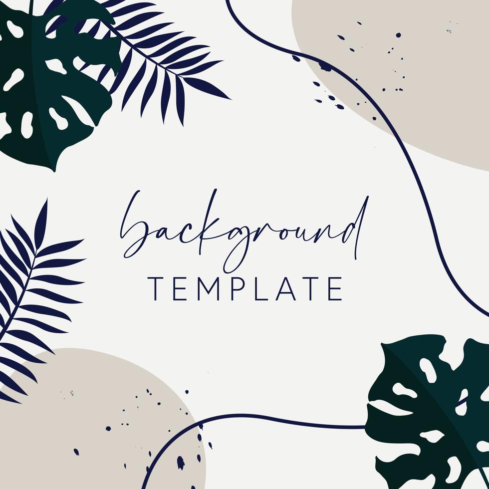 Trendy abstract square templates with leaves, flowers and geometric shapes. Good for social media posts, mobile apps, banner designs and online promotions and adverts. Abstract vector background.