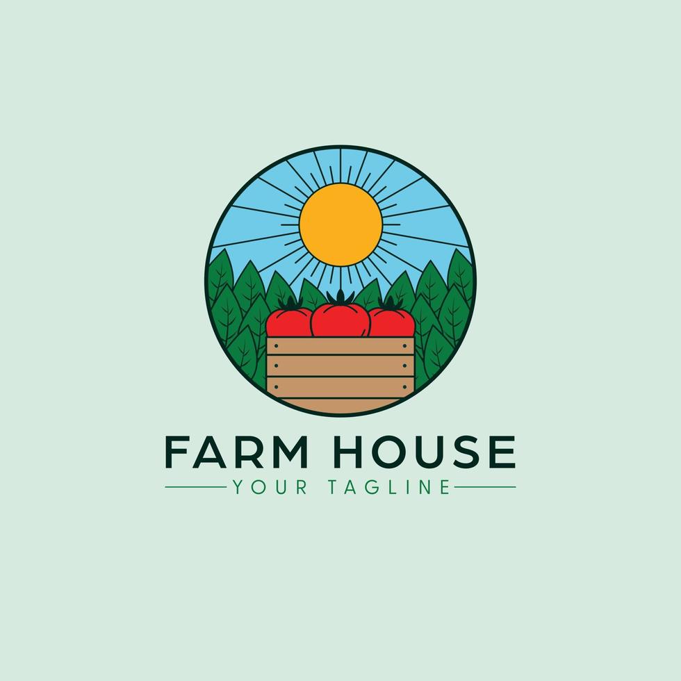 granja casa logo diseño. eco agricultura logotipo vector