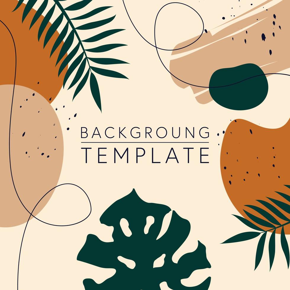 Trendy abstract square templates with leaves, flowers and geometric shapes. Good for social media posts, mobile apps, banner designs and online promotions and adverts. Abstract vector background.