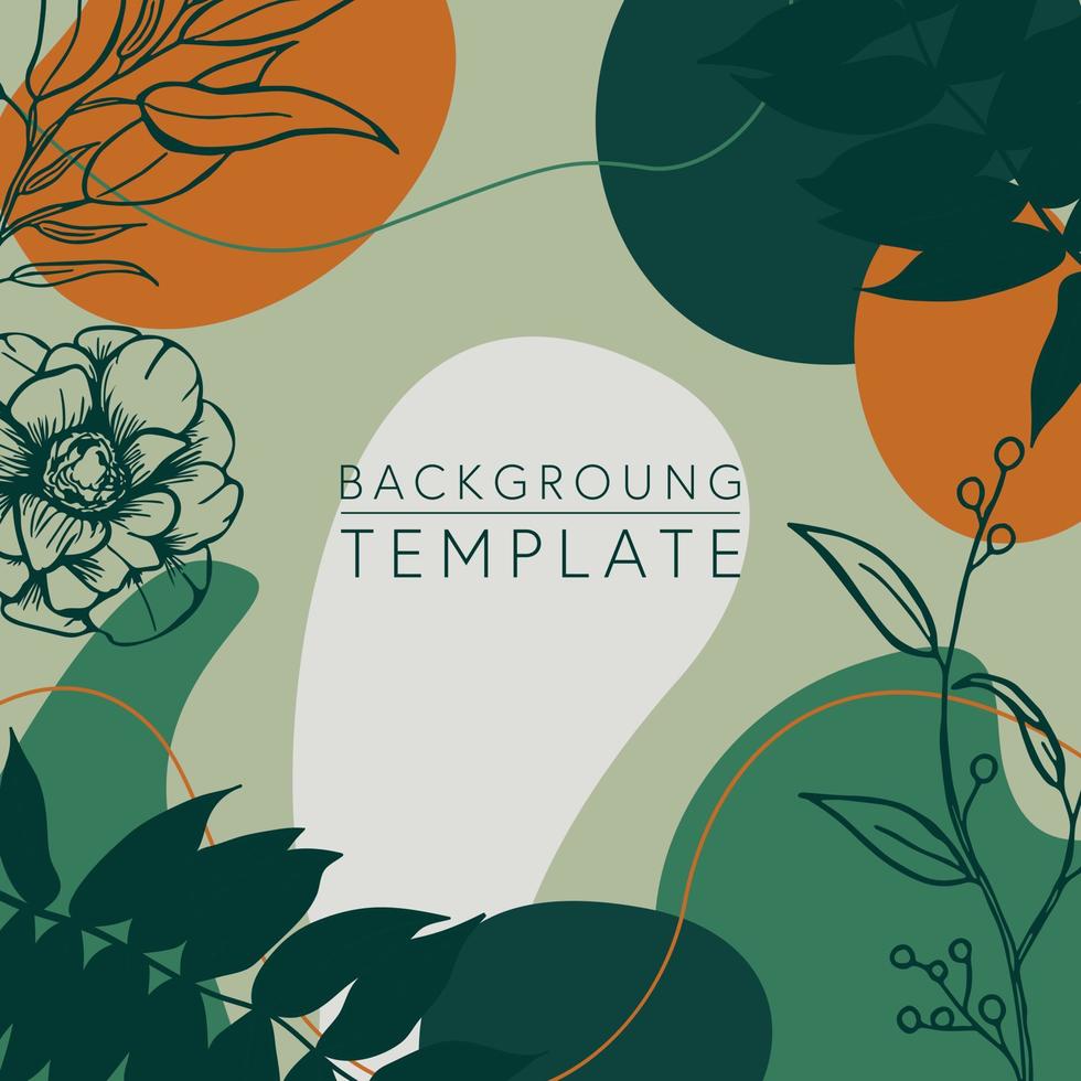 Trendy abstract square templates with leaves, flowers and geometric shapes. Good for social media posts, mobile apps, banner designs and online promotions and adverts. Abstract vector background.