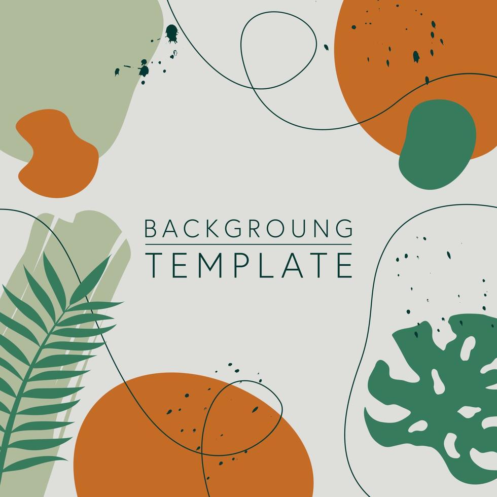 Trendy abstract square templates with leaves, flowers and geometric shapes. Good for social media posts, mobile apps, banner designs and online promotions and adverts. Abstract vector background.