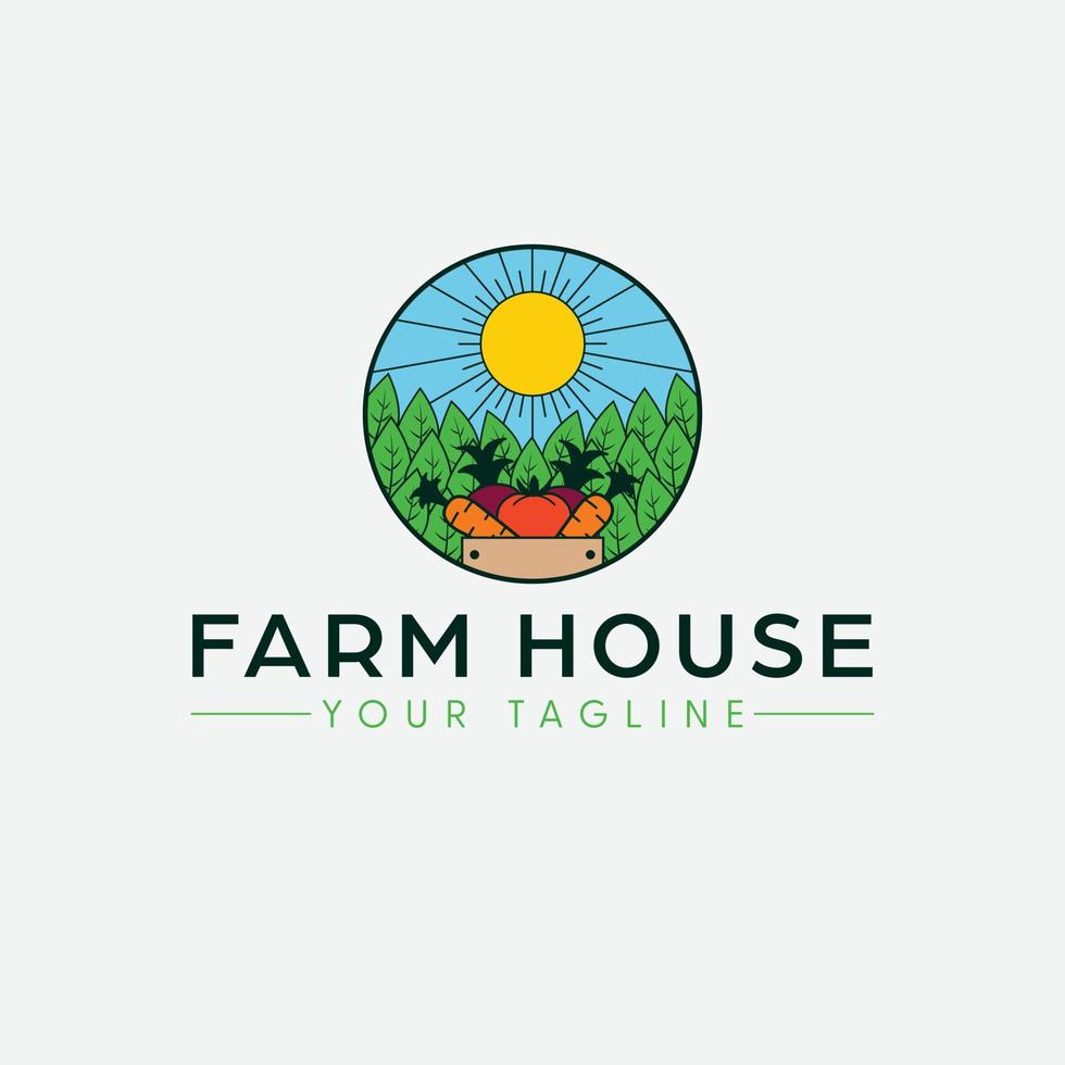 Farm house logo design. Eco farming logotype vector