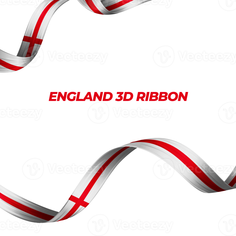 Ribbon with england flag color 3d png