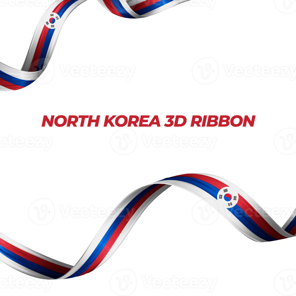 Ribbon with north korea flag color 3d png