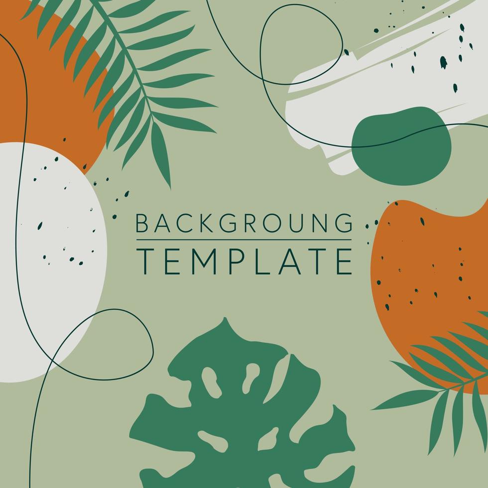 Trendy abstract square templates with leaves, flowers and geometric shapes. Good for social media posts, mobile apps, banner designs and online promotions and adverts. Abstract vector background.