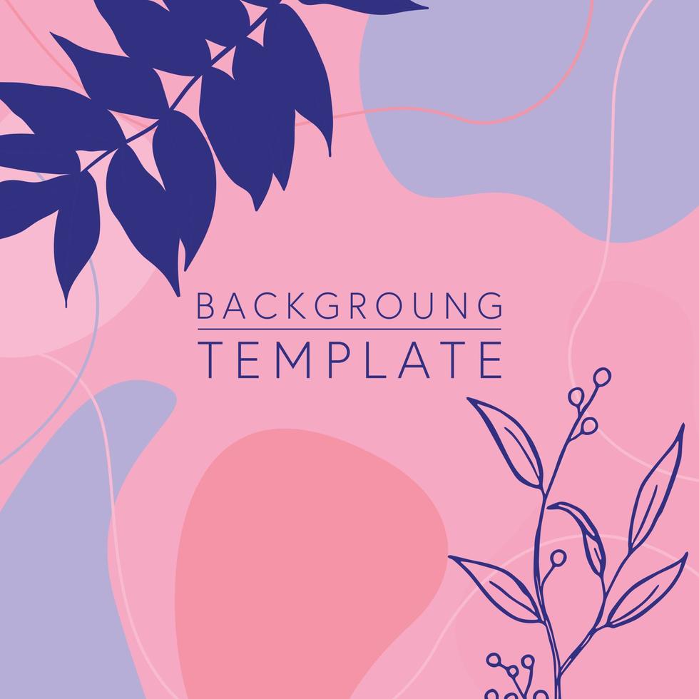 Trendy abstract square templates with leaves, flowers and geometric shapes. Good for social media posts, mobile apps, banner designs and online promotions and adverts. Abstract vector background.