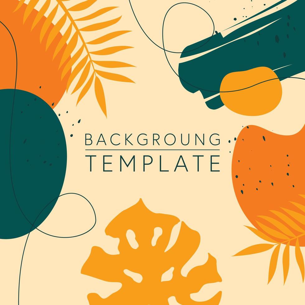 Trendy abstract square templates with leaves, flowers and geometric shapes. Good for social media posts, mobile apps, banner designs and online promotions and adverts. Abstract vector background.