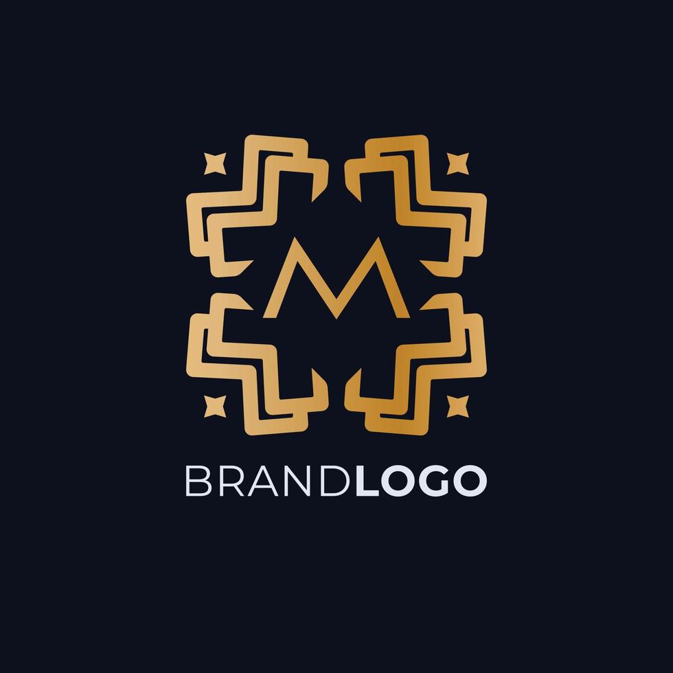 M letter logo design. Luxury Brand Logo logotype vector