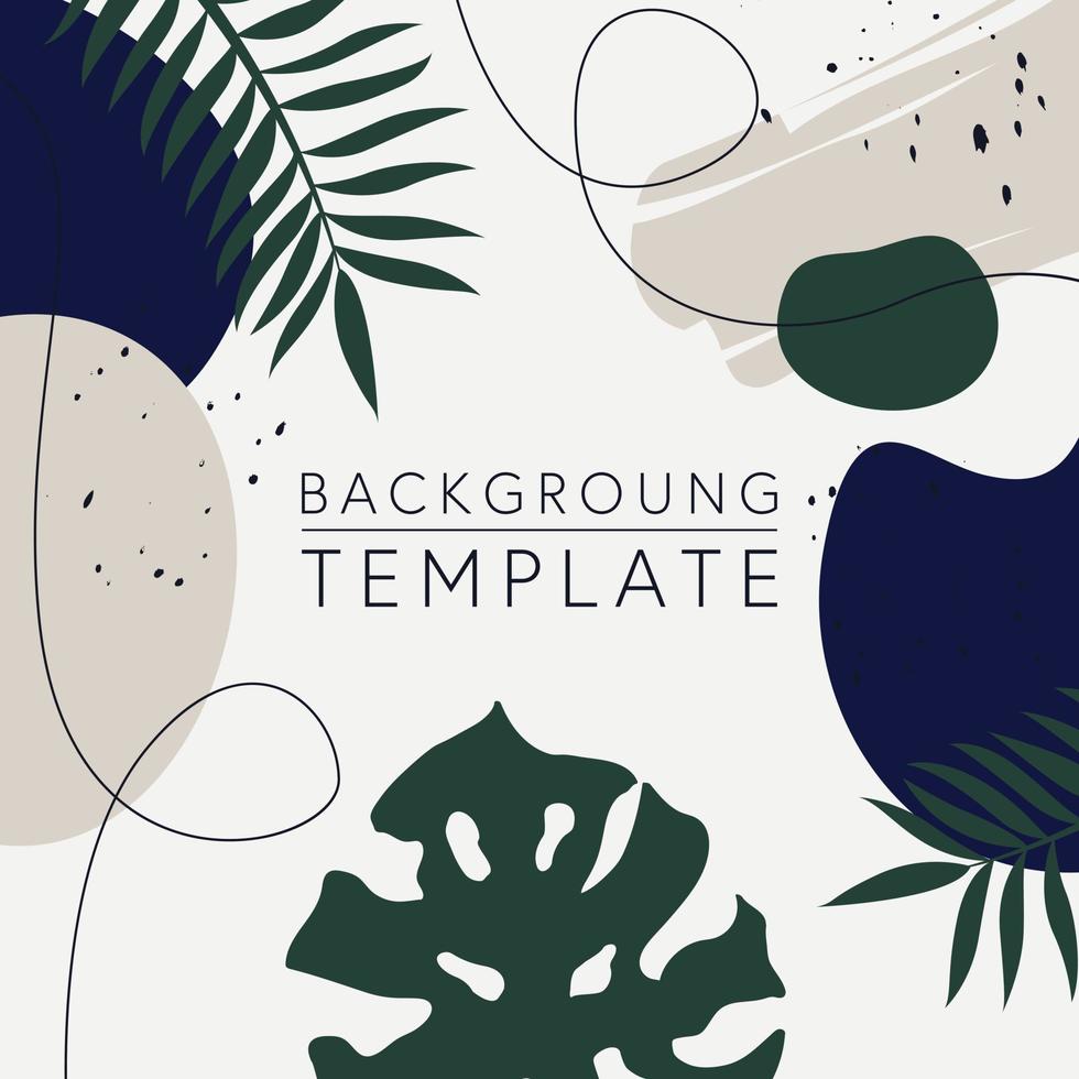 Trendy abstract square templates with leaves, flowers and geometric shapes. Good for social media posts, mobile apps, banner designs and online promotions and adverts. Abstract vector background.