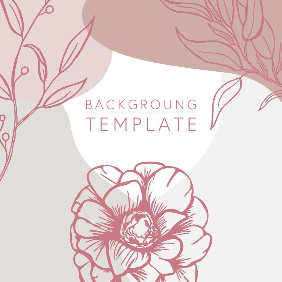 Trendy abstract square templates with leaves, flowers and geometric shapes. Good for social media posts, mobile apps, banner designs and online promotions and adverts. Abstract vector background.