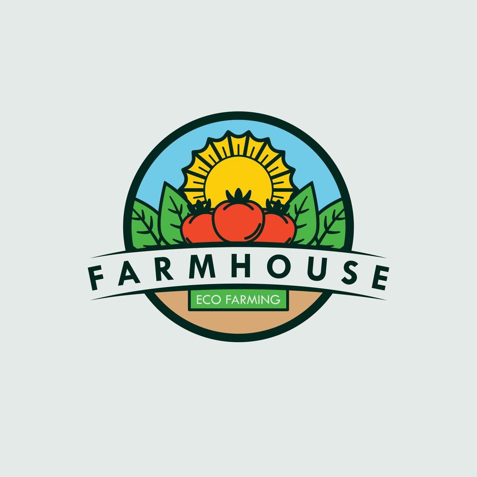 Farm house logo design. Eco farming logotype vector