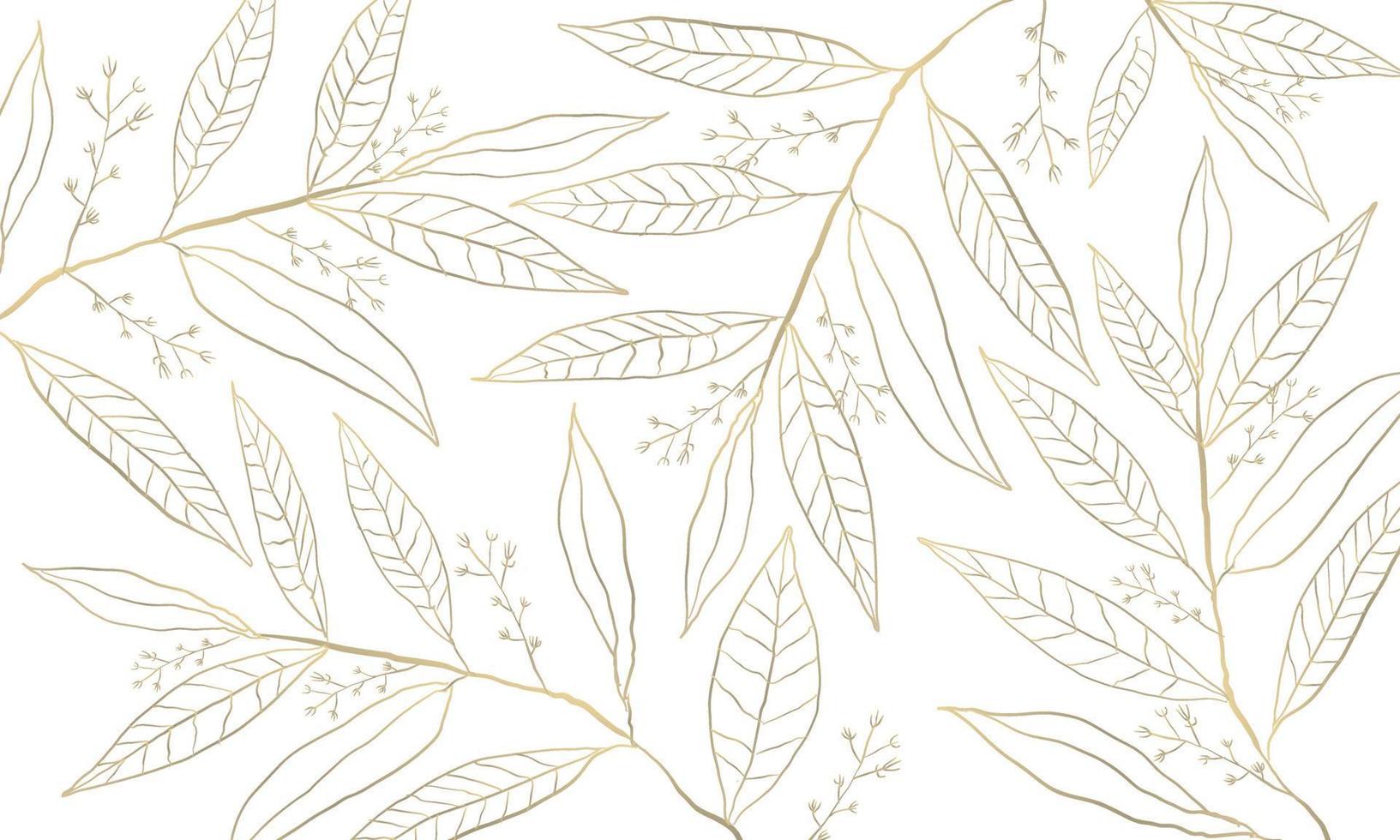 Luxury floral pattern with gold leaves vector