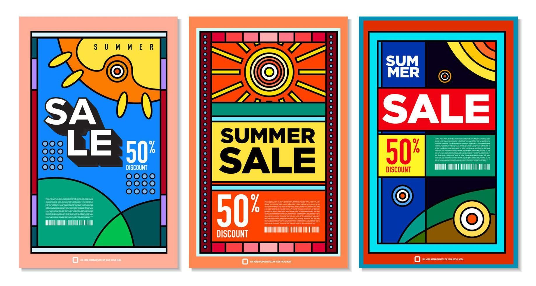 Vector Colorful Abstract Retro Colorful Geometric Background for Summer Sale Promotion Banner
