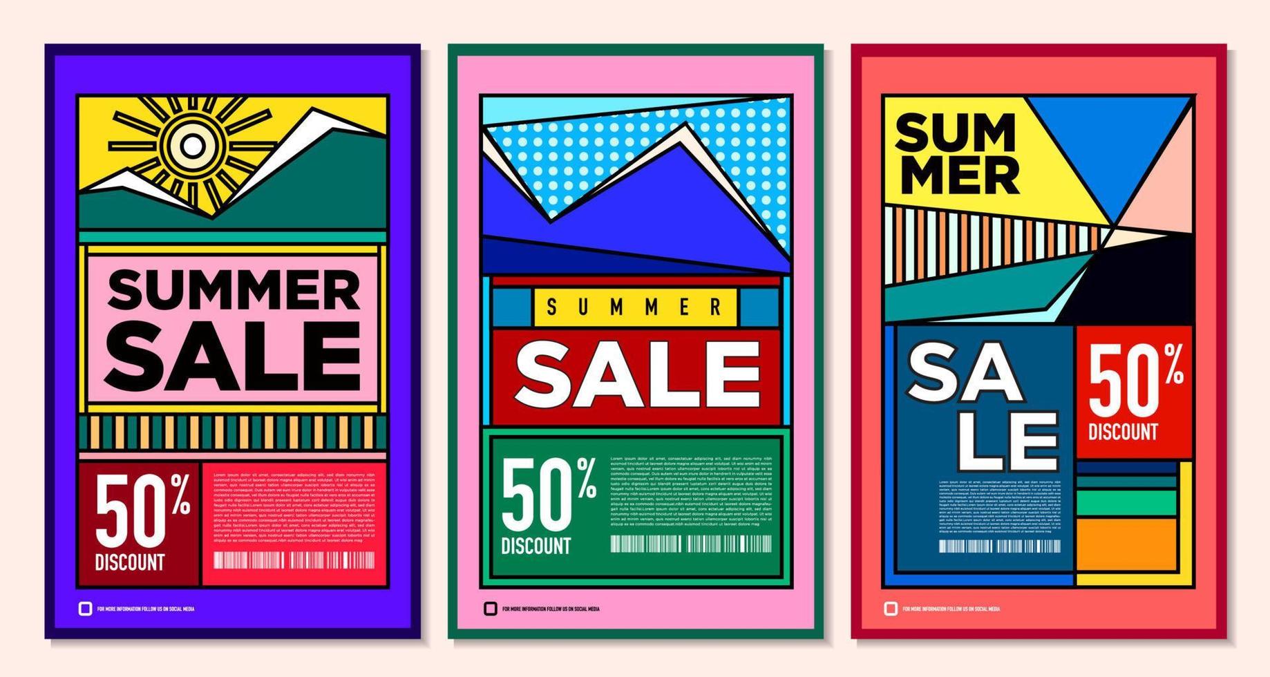 Vector Colorful Abstract Retro Colorful Geometric Background for Summer Sale Promotion Banner