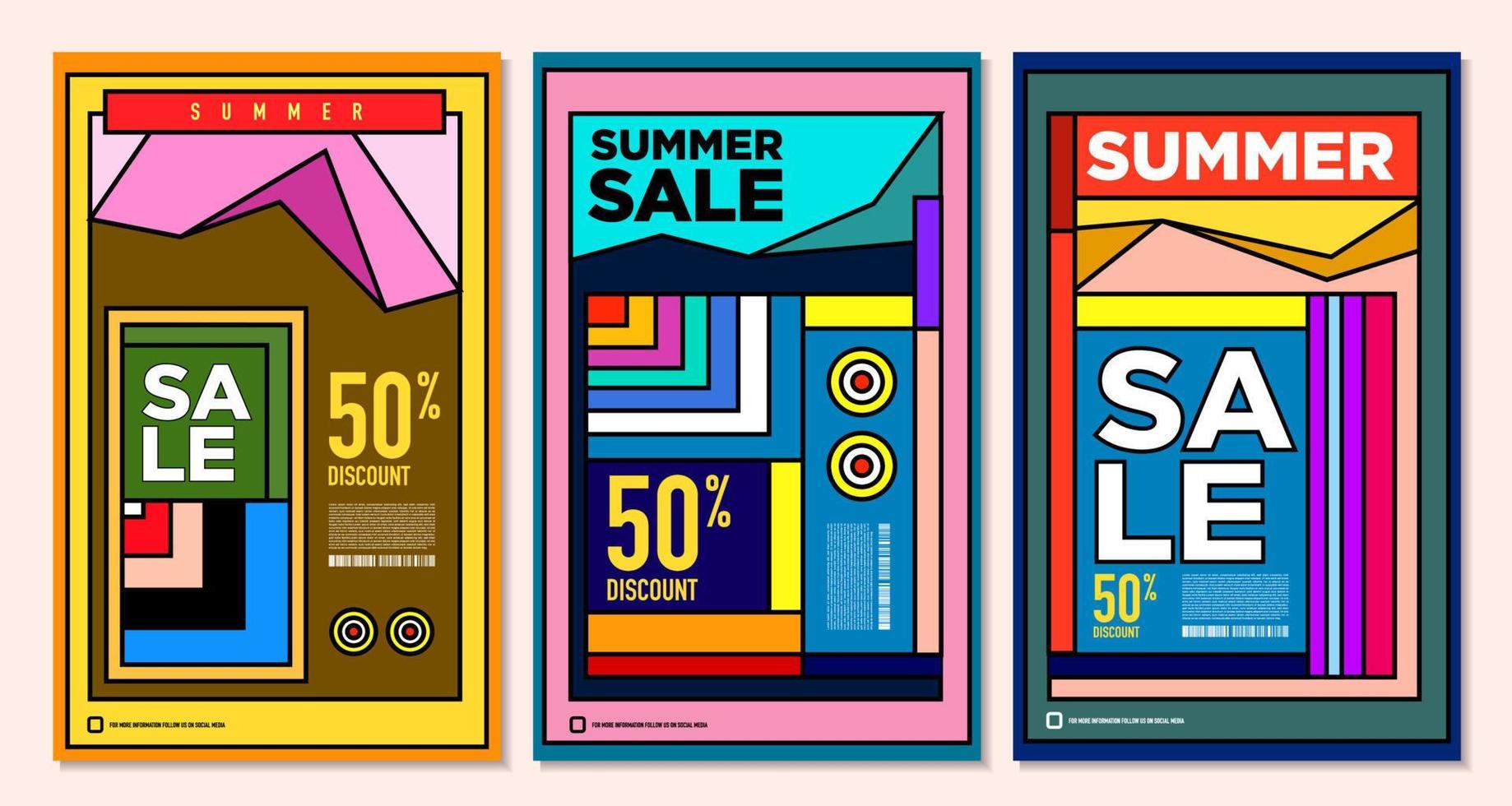 Vector Colorful Abstract Retro Colorful Geometric Background for Summer Sale Promotion Banner