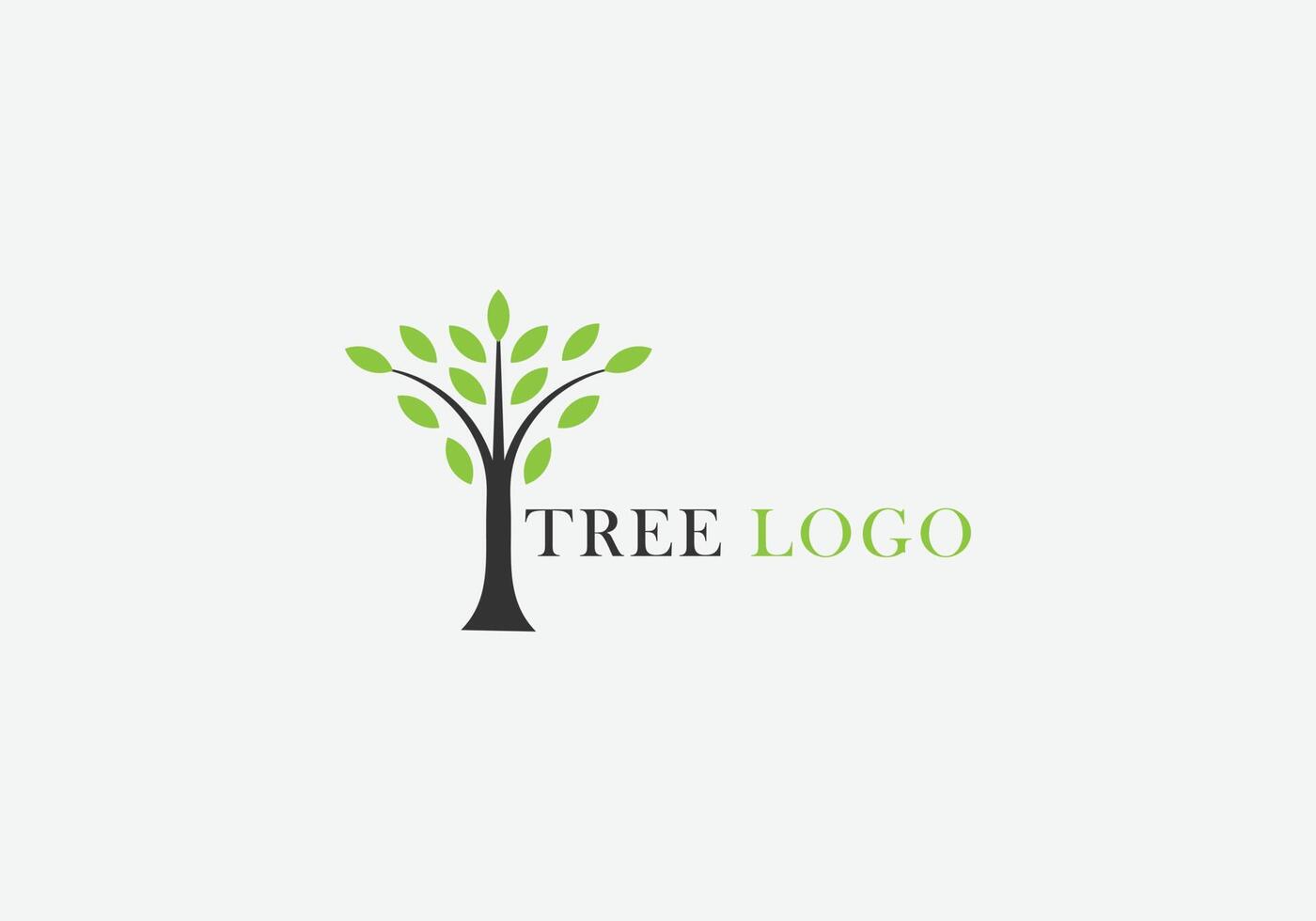 eps10 vector tree logo template with green leaves isolated on grey background