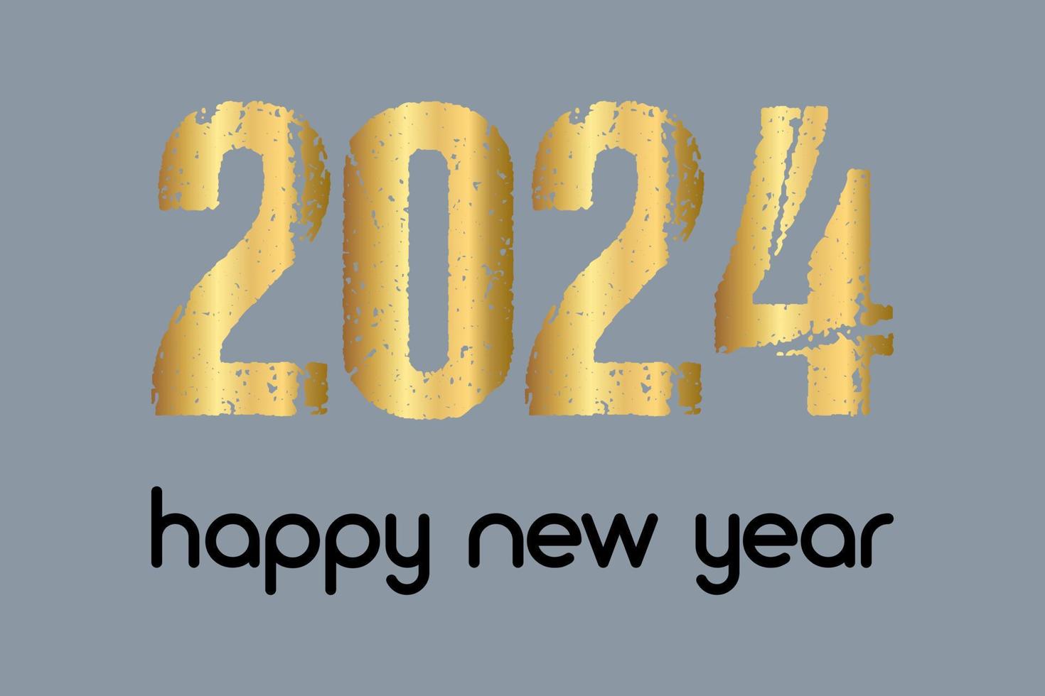 Happy New Year 2024 logo, shiny luxury golden color. Premium design with modern rooms. vector