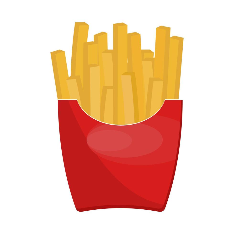 French fries in a red package. Fast food. vector