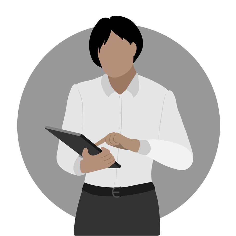 A man with tablet. The concept of remote work, online orders, personal gadgets vector