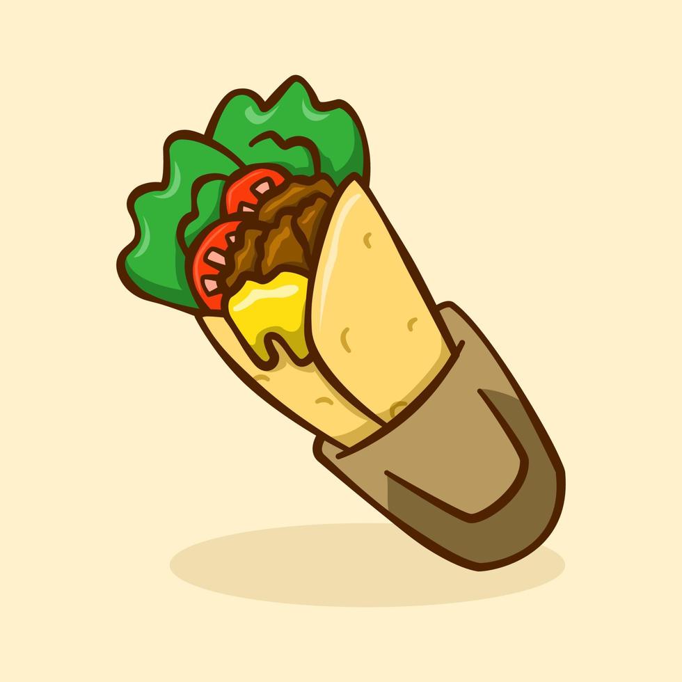 kebab illustration concept in cartoon style vector