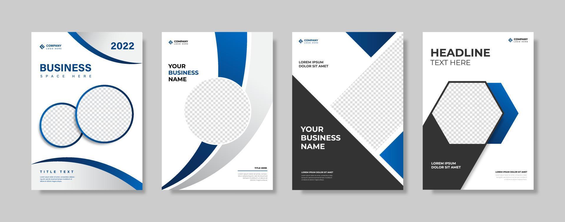 Set of brochure template designs for financial and corporate businesses. Contemporary design with layout in A4 size. Vector illustration