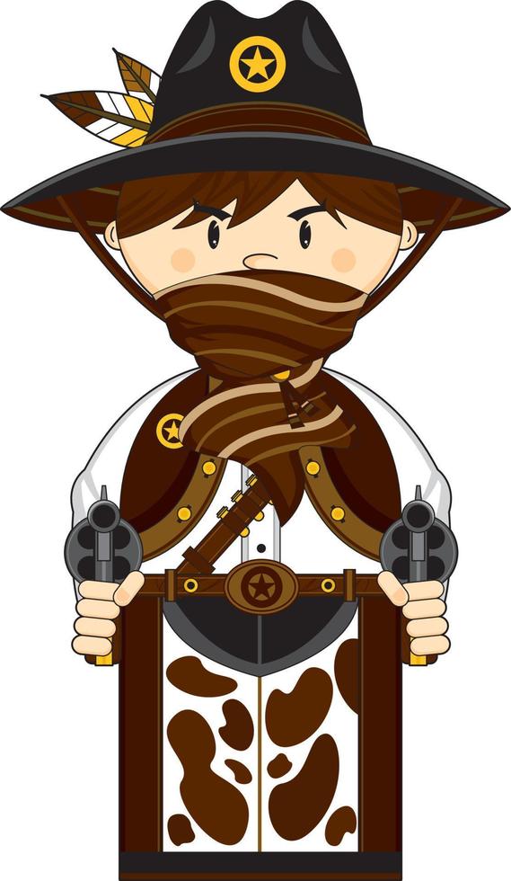 Cute Cartoon Masked Wild West Cowboy Sheriff vector