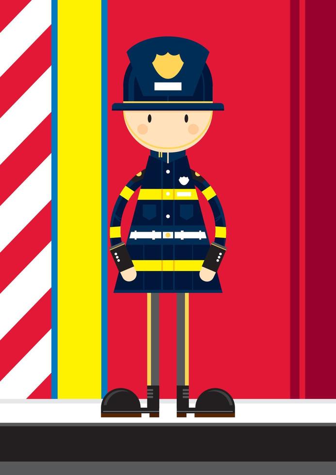 Cute Cartoon Fireman Character vector