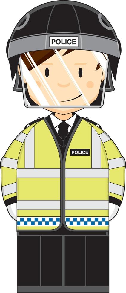 Cartoon Classic British Riot Policeman Character vector