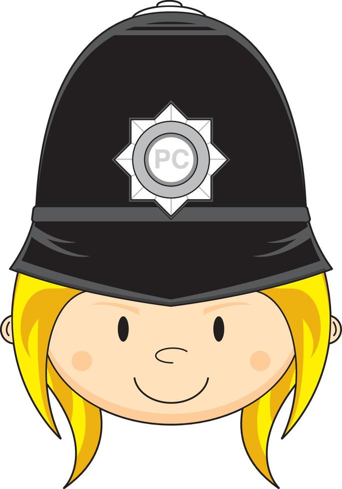 dibujos animados clásico británico mujer policía personaje vector
