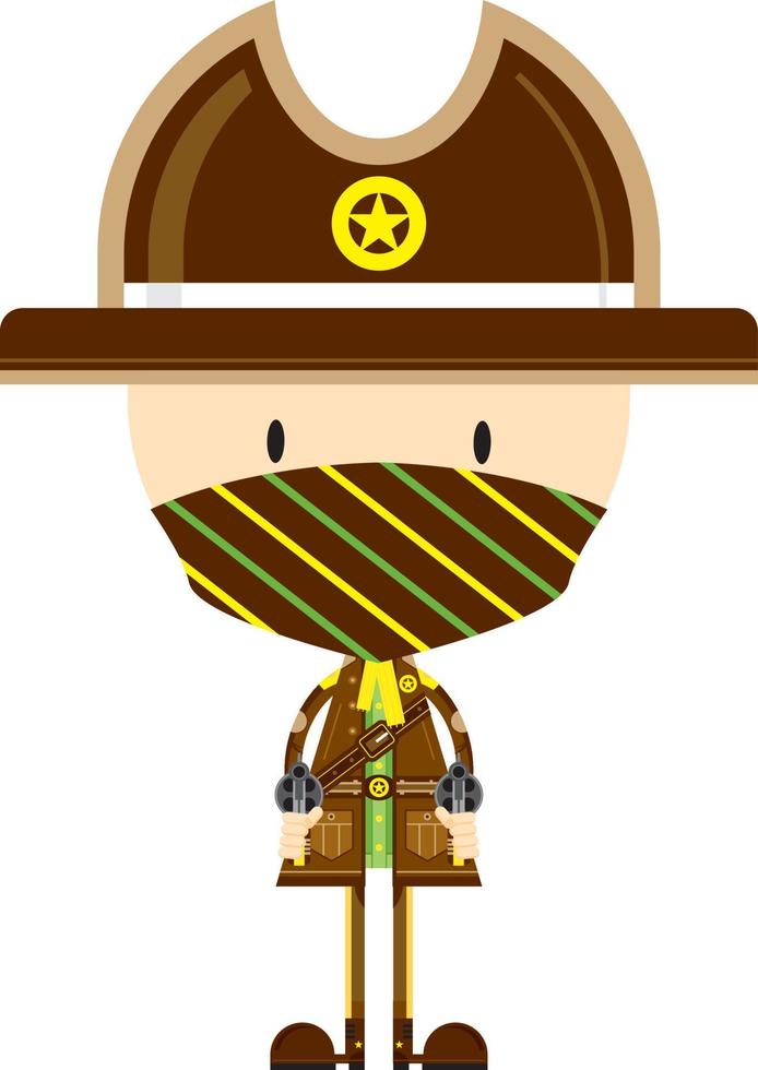 Cute Cartoon Masked Wild West Cowboy Sheriff vector