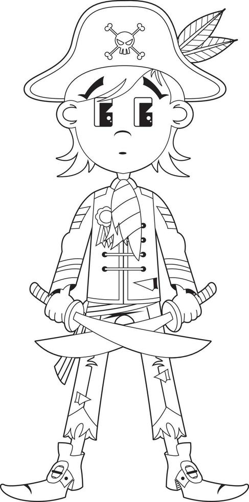 Cute Cartoon Swashbuckling Pirate Captain Character vector