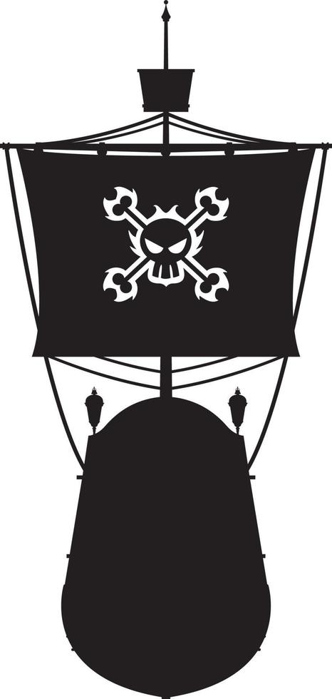 Pirate Ship in Silhouette with Skull and Crossbones vector