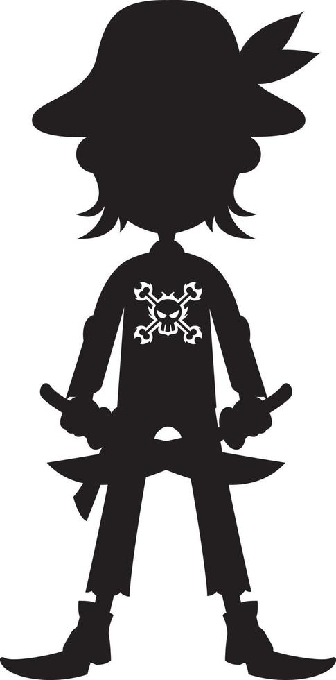 Cartoon Swashbuckling Pirate Character in Silhouette vector