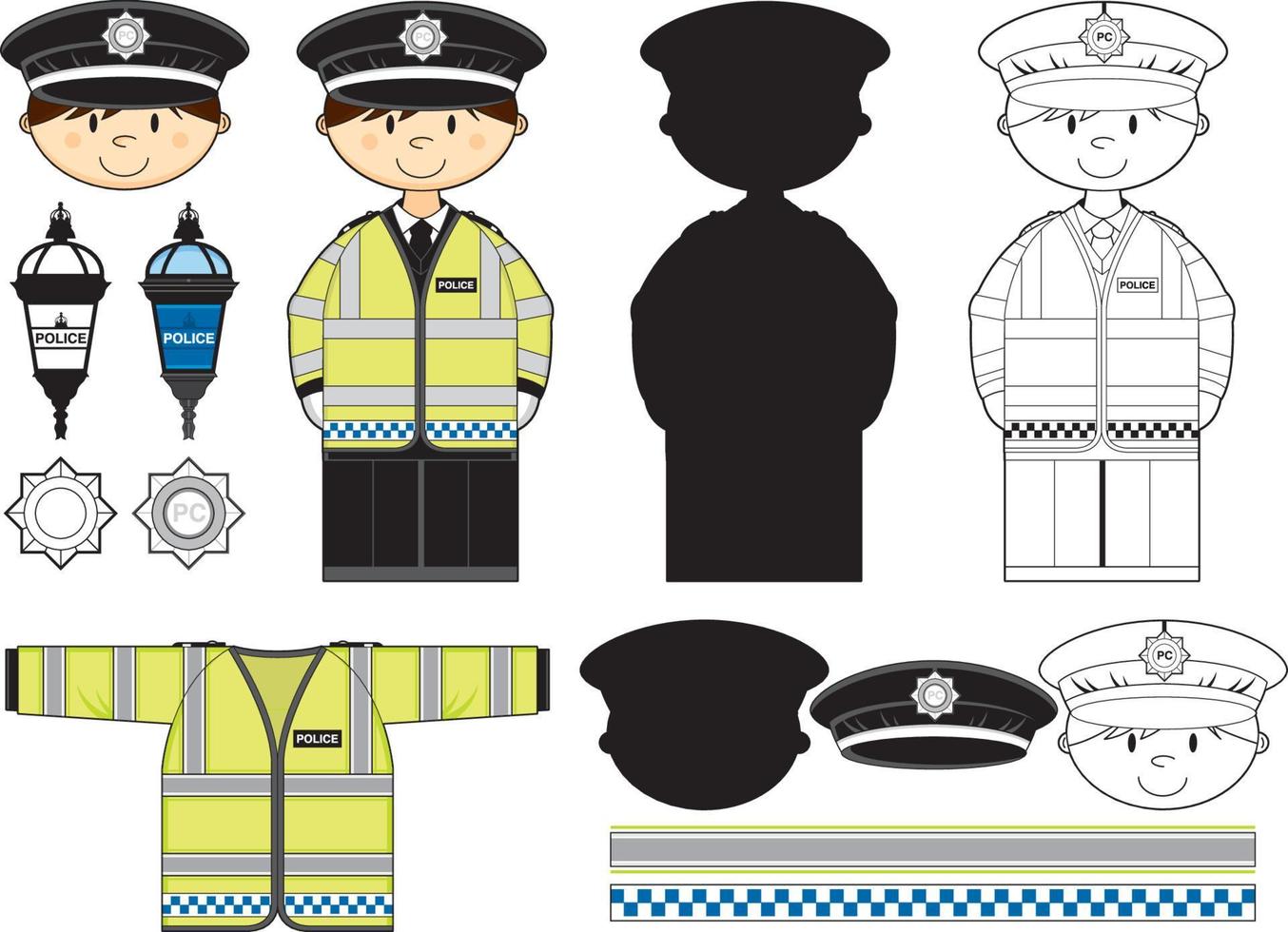 Cartoon Classic British Policeman Character Set vector