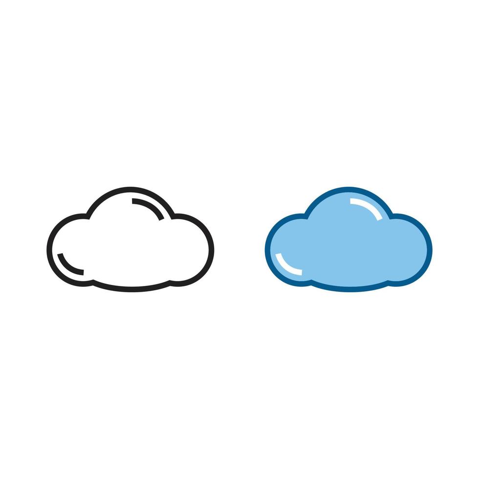 nube logo icono ilustración vistoso y contorno vector